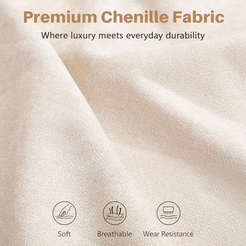 85'' Chenille Couch for Living Room, 3 Seater Comfy Sofa with Wide Armrest, Thick Spring Cushions, Modern Cloud Couch for Apartment, Office, Bedroom, Small Space, Chenille Beige