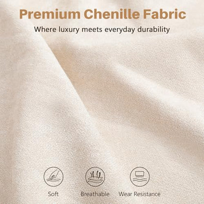 85'' Chenille Couch for Living Room, 3 Seater Comfy Sofa with Wide Armrest, Thick Spring Cushions, Modern Cloud Couch for Apartment, Office, Bedroom, Small Space, Chenille Beige