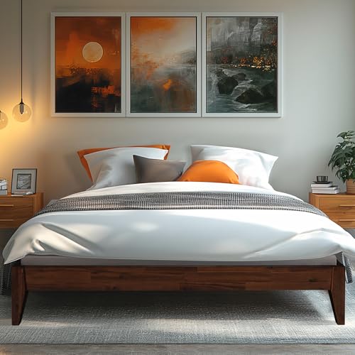 Acacia Mervyn Solid Wood Bed Frame Without Headboard, King Size, Chocolate, view 2