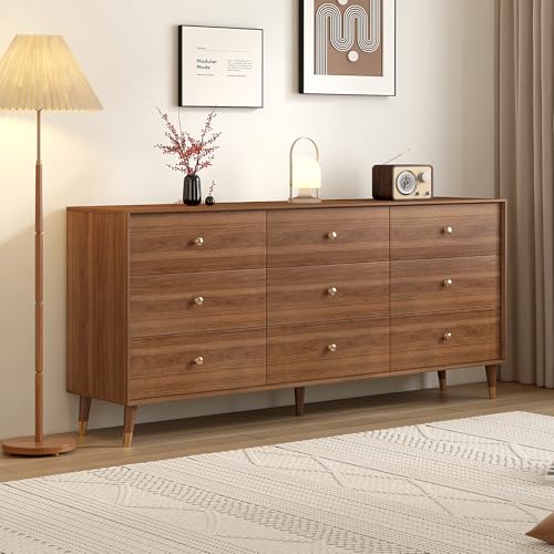 Dresser for Bedroom, 63 Inch 6 Drawer Wooden Chest of Drawers, view 3