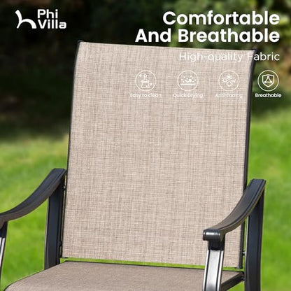 Outdoor Dining Chairs Set of 4, Breathable Textilene Fabric and Metal Frame with Backrest and Armrest,Quick-Dry and Rustproof,Patio Chairs for Lawn,Garden