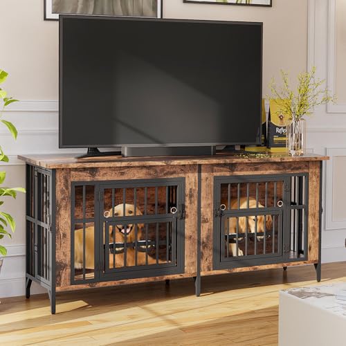 63" Double Dog Crate Furniture for 2 Dogs, view 8