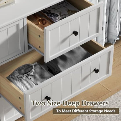 Farmhouse 10 Drawers Dresser for Bedroom, White Dresser Chest of Drawers, view 7