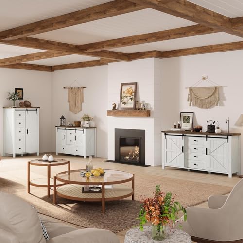 2PCS Farmhouse Dresser Set with Sliding Barn Doors, view 3