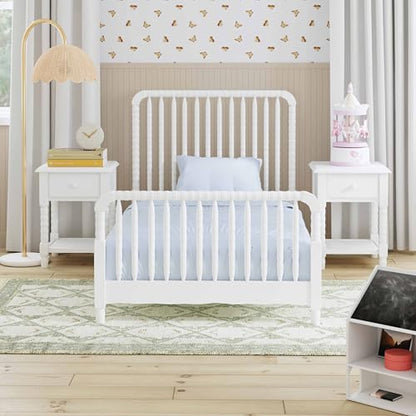 Jenny Lind Twin-Bed with Wood Spindle Posts in White-Mattress Support Slats Included
