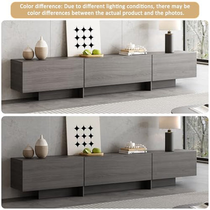 76.4'' TV Stand for Living Room, Grey TV Console with 3 Drawers, view 8