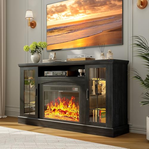 2-in-1 Multifunctional Fireplace TV Stand with 23" Removable Electric Fireplace, view 2
