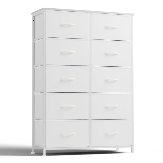 10 Drawer Tall Dresser for Bedroom & Living Room, White