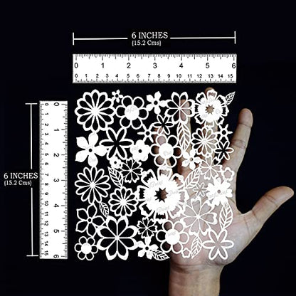 Reusable Wild Flowers, Leaves & Branches Stencils for Painting on Wood, Wall, Furniture, Canvas, Paper, Fabric, Floor & Tile – Pack of 2 Floral DIY Craft Paint Stencil 6x6 Inches