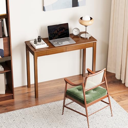 Solid Wooden Desk with Drawers, 39 x 16 Inch Narrow Desks, view 4
