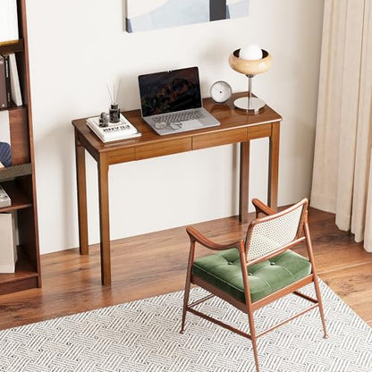 Solid Wooden Desk with Drawers, 39 x 16 Inch Narrow Desks, view 4