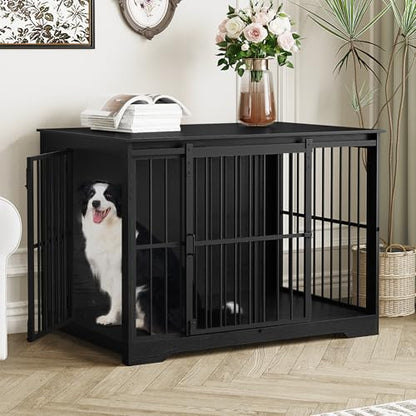 44.1" XL Dog Crate Furniture Indoor Dog Kennel with Barn Door, view 2