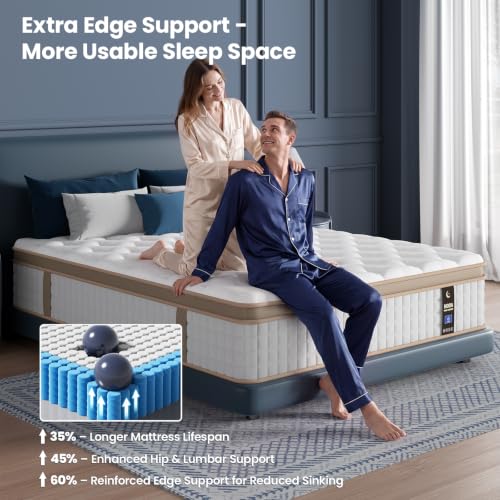 Queen Mattress, 12 Inch Cooling Hybrid Mattress in a Box, Medium Firm, view 6