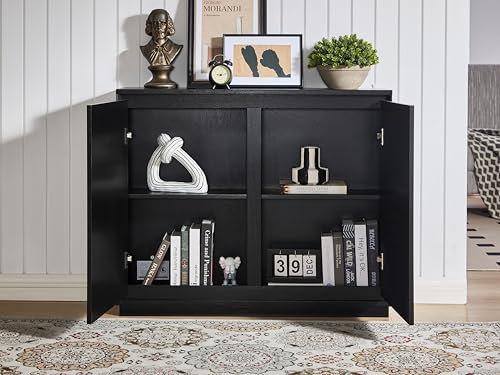 39 inch Narrow Buffet Cabinet Sideboard with Storage,Black, view 3