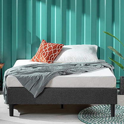 Curtis Upholstered Platform Bed Frame, Mattress Foundation, Wood Slat Support, view 3