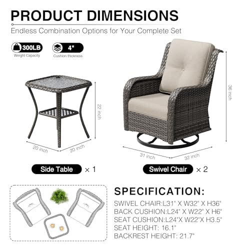 3 Piece Wicker Patio Furniture Set, view 3