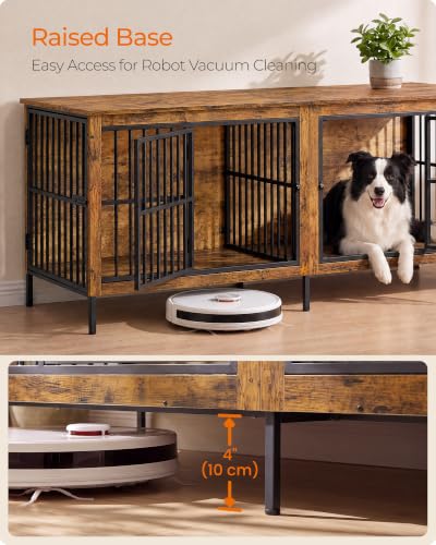 70.9" Dog Crate Furniture, Heavy Duty Double Dog Cage with Divider, view 4