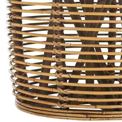 SAFAVIEH Furniture - Maui Rattan Drum Stool Table - Honey Brown-Wash & Teak Brown - Rattan - Coastal Woven Design - Fully Assembled - Ideal for Living Room, Bedroom, Patio - Fully Assembled (STL6500B)