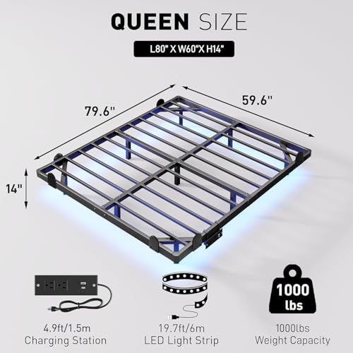 qimamo Floating Queen Bed Frame, view 3