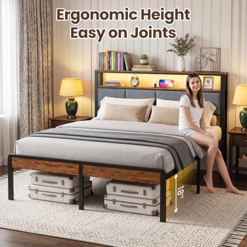 Queen Bed Frame with 18-Inch Under-Bed Storage and RGB LED Lights, view 4