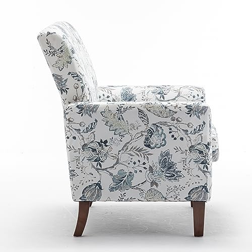 Contemporary Accent Arm Chair with Birch Wood Frame and Velvet Upholstery, Armchair for Office and Living Room Decor, Removable Cushions, 07 Printed Fabric