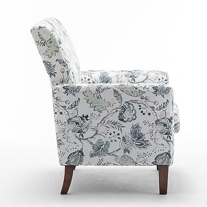 Contemporary Accent Arm Chair with Birch Wood Frame and Velvet Upholstery, Armchair for Office and Living Room Decor, Removable Cushions, 07 Printed Fabric
