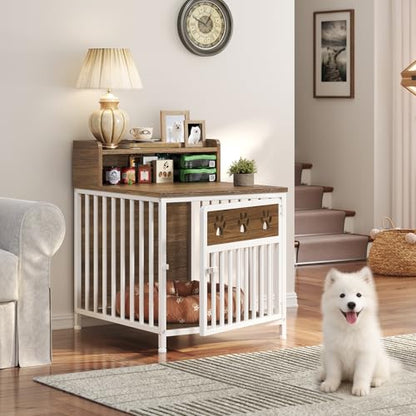 Dog Crate Furniture, Wooden Dog Kennel with Storage, Indoor Pet Crate End Table, view 4