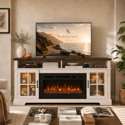 70" Fireplace TV Stand, Modern Entertainment Center for TVs Up to 80”, view 4