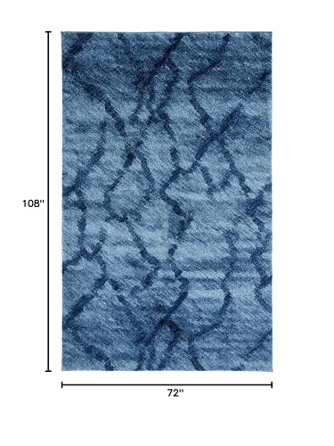 SAFAVIEH Retro Collection Area Rug - 6' x 9', Blue & Dark Blue, Modern Abstract Design, Non-Shedding & Easy Care, Ideal for High Traffic Areas in Living Room, Bedroom (RET2144-6570)