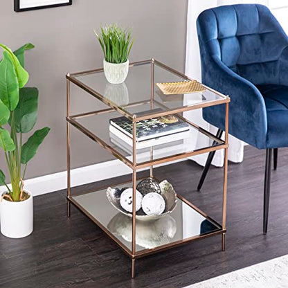Knox Side Table - Copper - Transitional Design, Metal and Glass - Ideal for Living Room, Bedroom (OC2204)