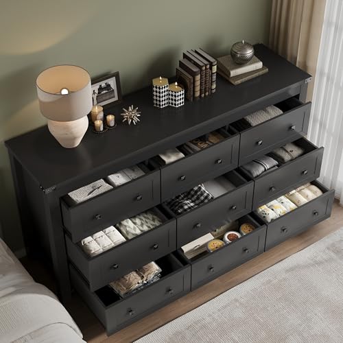 9-Drawer Dresser, Modern Wooden Storage Chest of Drawers, Dresser TV Stand, view 5