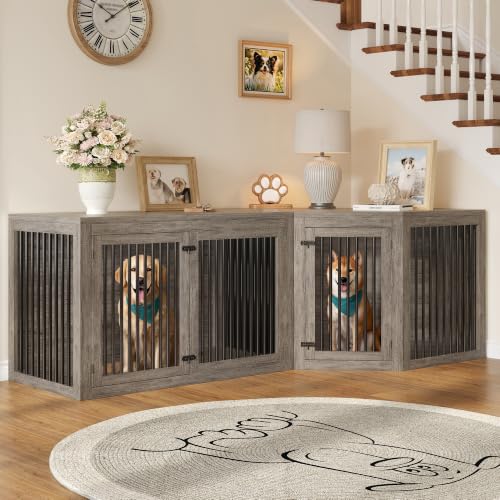 Corner Dog Crate Furniture for Medium/Large Dogs Space-Saving, view 4