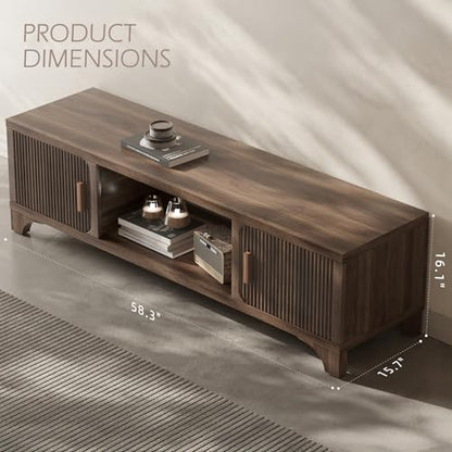 Mid Century Modern Fluted TV Stand for 55/65 Inches Television Media Console, view 3
