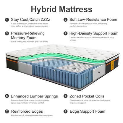 Full Size Mattress 12 Inch Hybrid Mattresses, Medium Firm, view 7