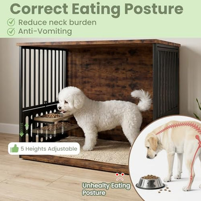 32 Inch Small Dog Crate, Wood Dog Crate Furniture for Small Medium Dogs, view 7