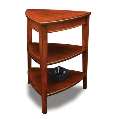 Shield Solid Wood Tiered End Table with Shelves, Glazed Auburn Brown, Perfect for Living Rooms, Bedrooms, and Small Spaces – 9009