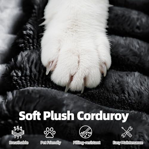 Cloud Couch U-Shaped Sectional Sofa, 134'' Modular Boneless Couches for Living Room, Corduroy Deep Seat Sofa with 2 Chaise Lounges and 1 Loveseat, 30D High-Resilience Foam, No Assembly, Black