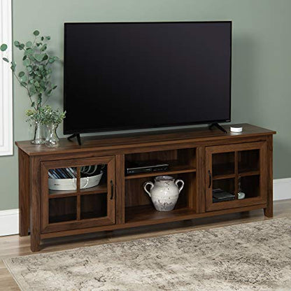 Portsmouth Classic 2 Glass Door TV Stand for TVs up to 80 Inches, 70 Inch, Dark Walnut