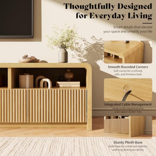 70" Fluted TV Stand with 4 Deep Drawers, view 8