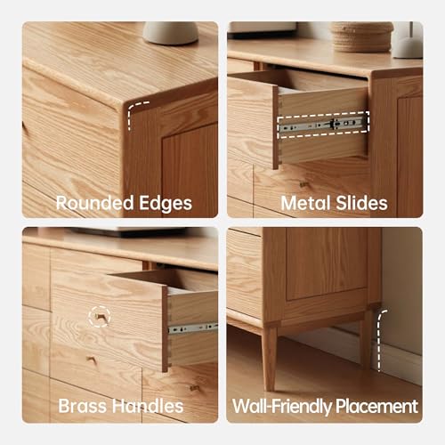 Solid Wood Dresser, 5 Drawer Dresser for Bedroom, Solid Wood Storage Organizer, view 4