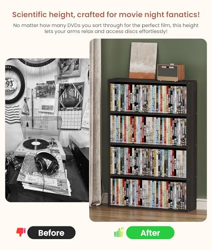 DVD Storage Cabinet Shelf, 4 Tier Media Storage Tower for CDs & Video Games, view 7