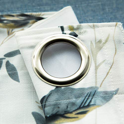Gray Bird Print Linen Textured Curtains, 52 x 63, 1 Panel, Grommet