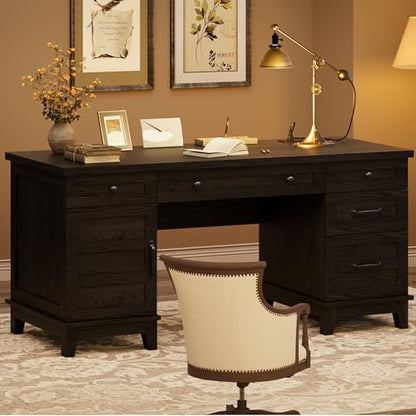 Farmhouse Executive Desk with File Drawers, view 5