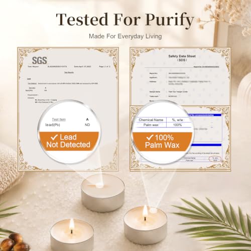 Tea Lights Candles 80 Pack, 4 Hour Palm Wax Tealights, view 5