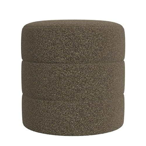 18" Round Ottoman - Dark Brown Boucle