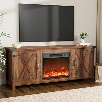 58 Inch Fireplace TV Stand for TVs up to 65 Inch, Brown, view 4