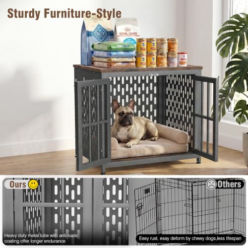 Heavy Duty 26 Inch Indestructible Furniture Dog Crate for High Anxiety Dogs, view 6