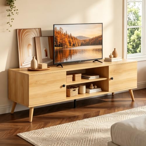 TV Stand for 55 60 inch TV, Modern Mid Century Entertainment Center with Storage, view 3