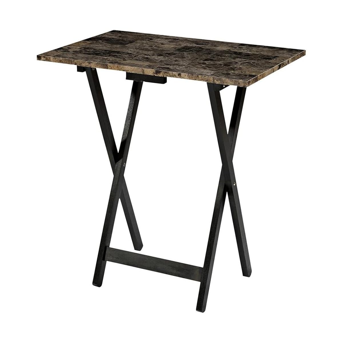 Home Decor Tray Table Set, Faux Marble, Brown