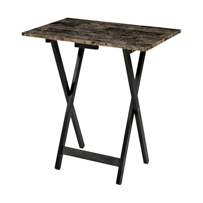 Home Decor Tray Table Set, Faux Marble, Brown